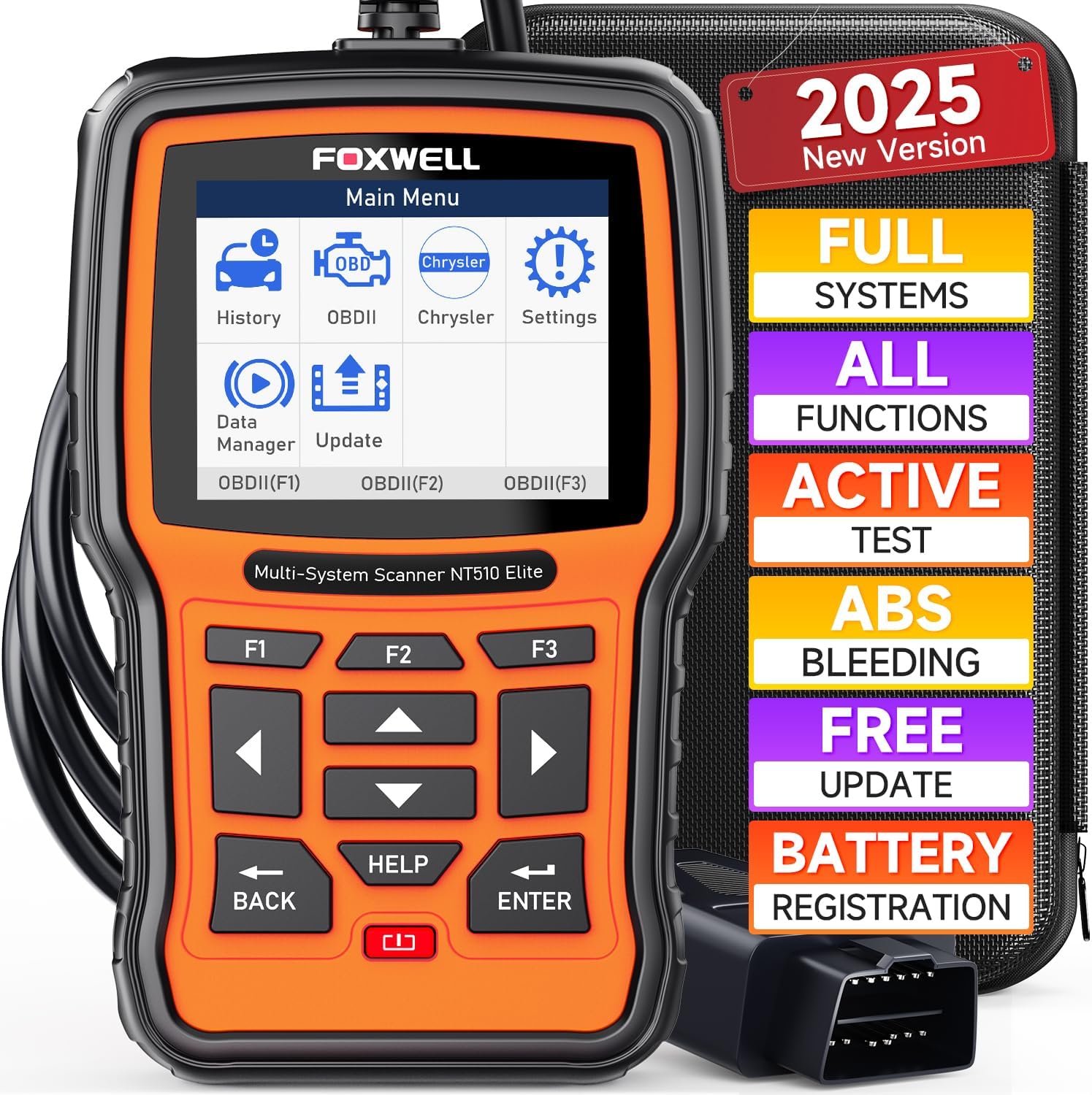 FOXWELL NT510 Elite Full-System OBD2 Scanner for Chrysler, Jeep & Dodge
