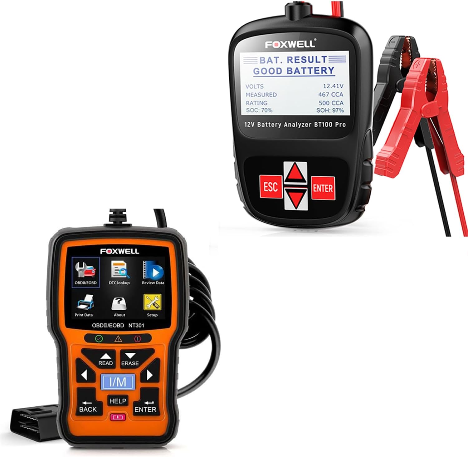 FOXWELL BT100 Pro 12V Battery Tester — 100–1100 CCA