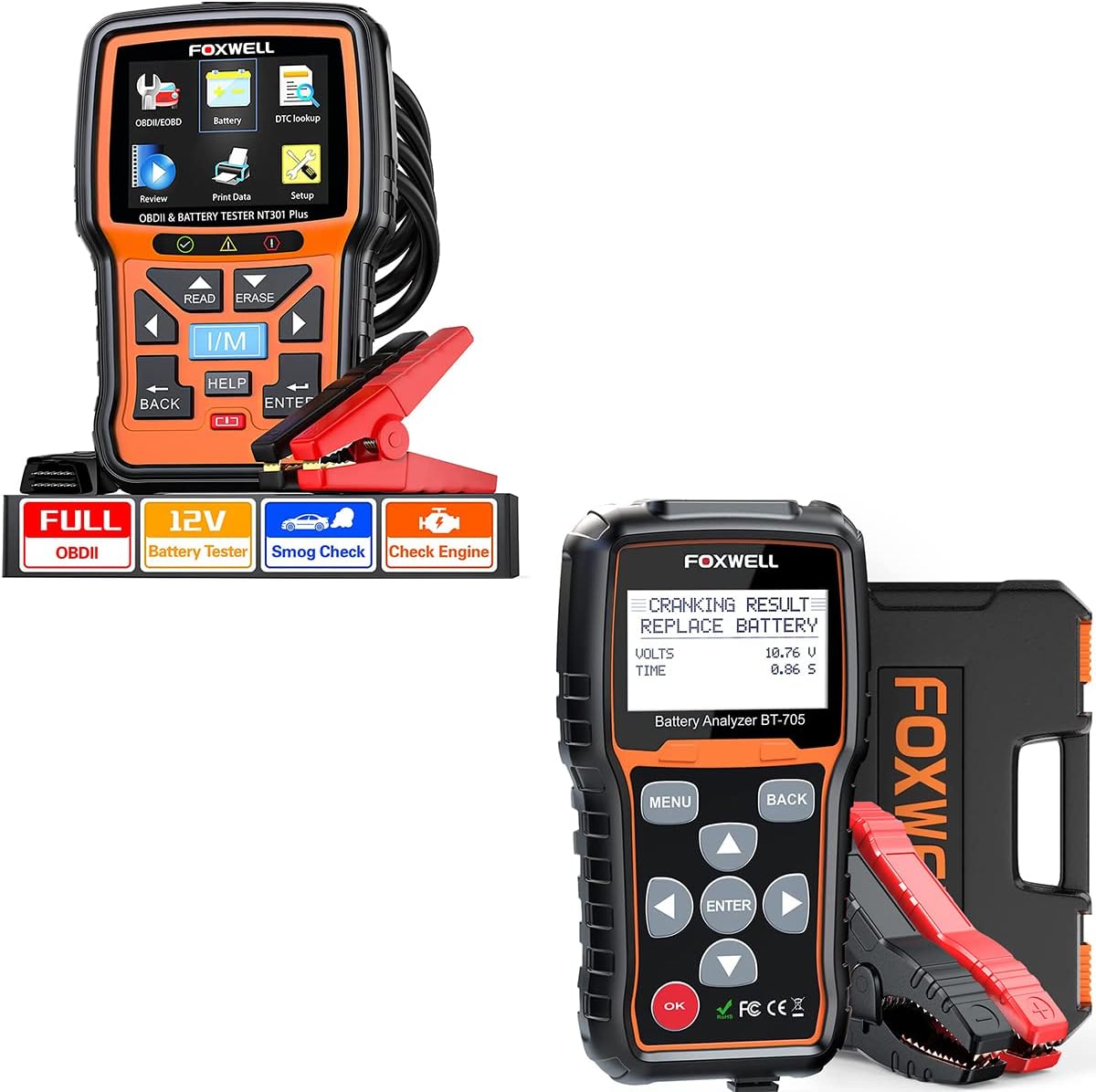 FOXWELL BT705 Plus 2-in-1 OBD2 Scanner & Battery Tester