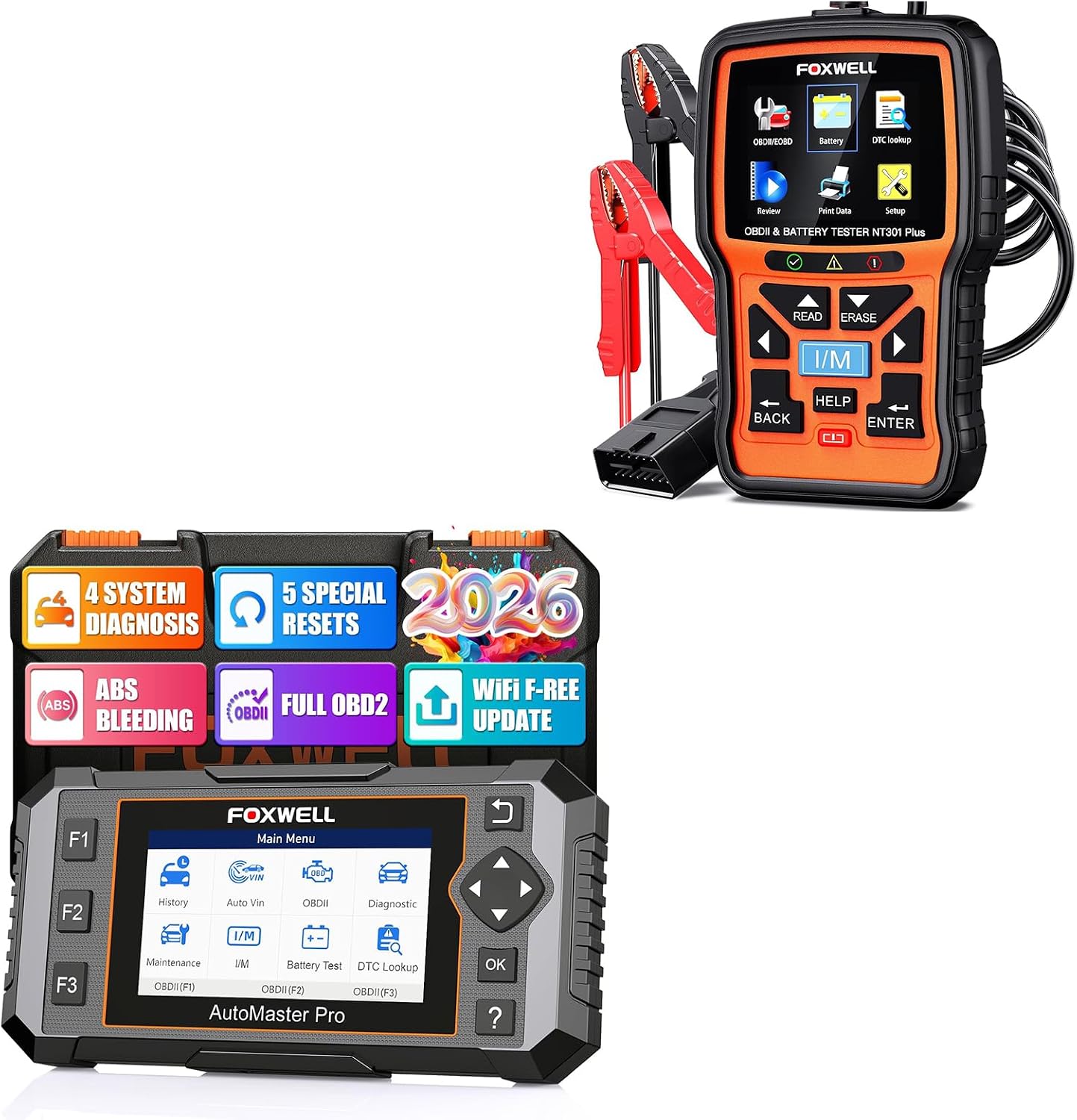 FOXWELL NT614 Elite + NT301 Plus Diagnostic Bundle