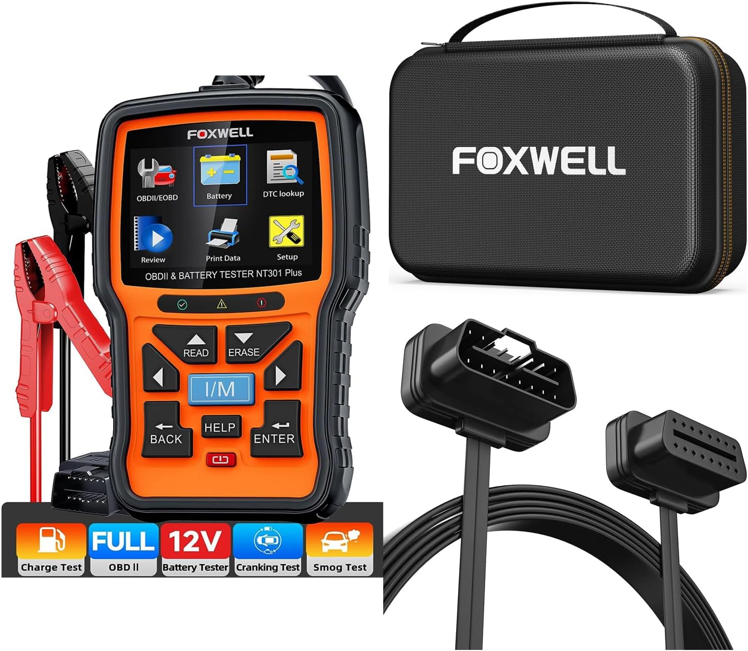 FOXWELL NT301 Plus Plus 2-in-1 OBD2 Scanner & Battery Tester