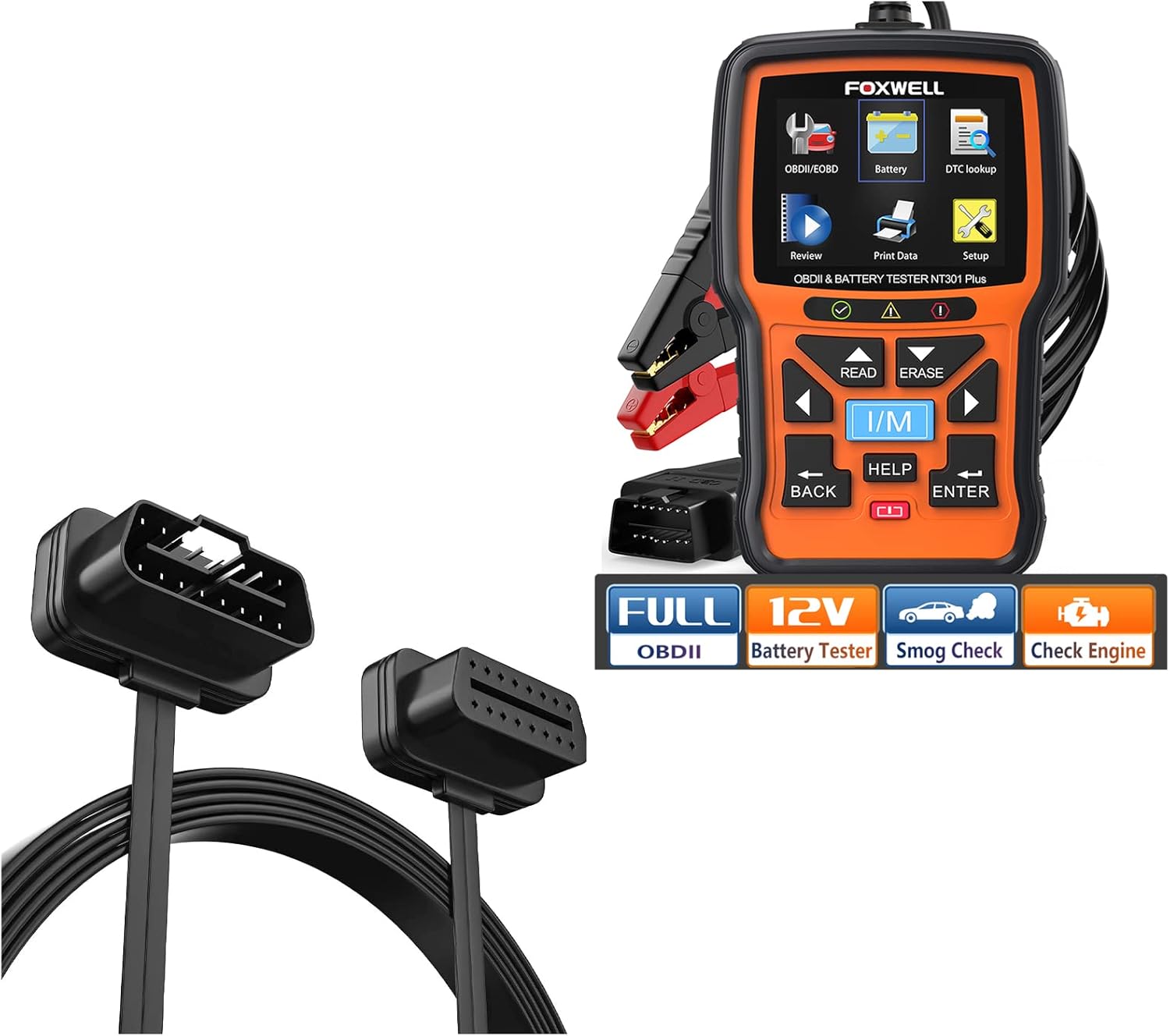 FOXWELL NT301 Plus Plus 2-in-1 OBD2 Scanner & Battery Tester